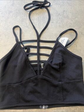 Forever 21 Black Strappy Halter Crop Top